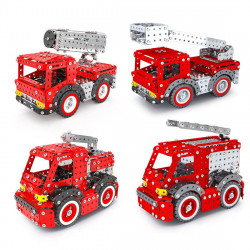 1375pcs+ diy metal assembly fire truck model exquisite four-piece educational toy gift