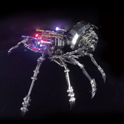 203pcs diy mini 3d metal spider beast with led light model building kit toys