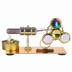 customized golden single cylinder stirling engine model with luminous gyroscope physical experiment