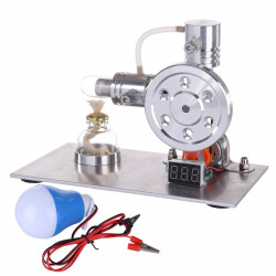 l type silver stirling engine generator model with bulb voltage digital display meter
