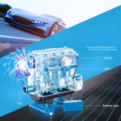 smithsonian diy l4 4 cylinder inline 4 car engine assembly model kit stem science toy blue